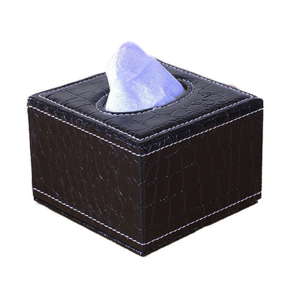 Crocodile Pattern Hotel Restaurant Leather Square Paper Box Car Tissue Box by buy2fix