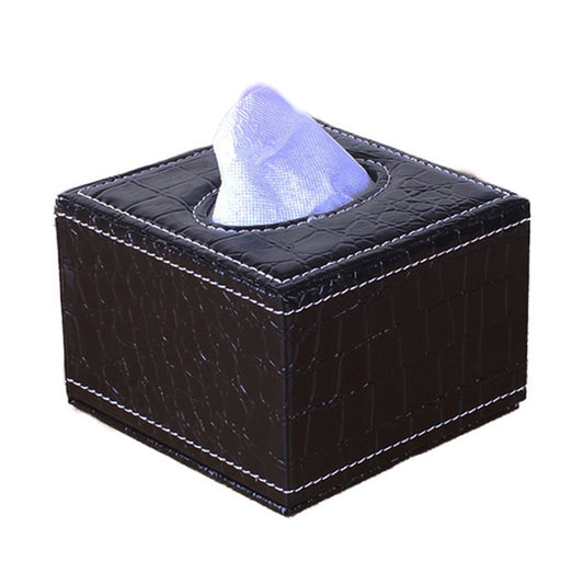 Crocodile Pattern Hotel Restaurant Leather Square Paper Box Car Tissue Box by buy2fix