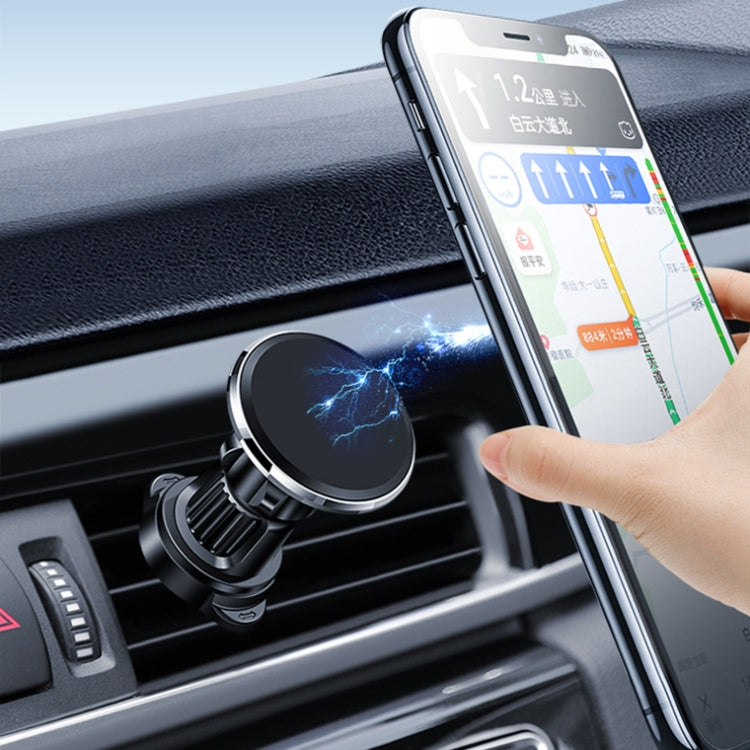 Aluminum Alloy Rotatable Magnetic Car Air Outlet Mobile Phone Holder(Silver) by buy2fix