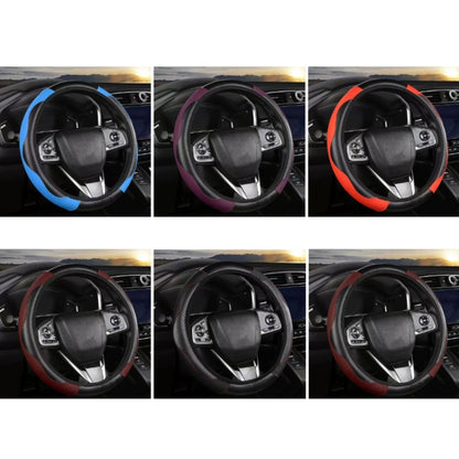 38cm Carbon Fiber Elastic Leather Without Inner Ring Car Steering Wheel Cover, Color: Red - Steering Wheel Accessories by buy2fix | Online Shopping UK | buy2fix