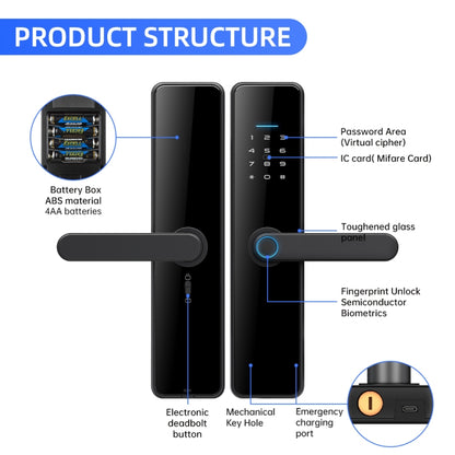 C91 Tuya Smart WiFi Password Fingerprint Electronic Door Lock(Silver) by buy2fix