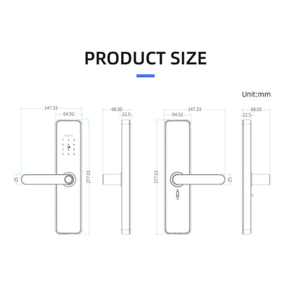 C91 Tuya Smart WiFi Password Fingerprint Electronic Door Lock(Silver) by buy2fix