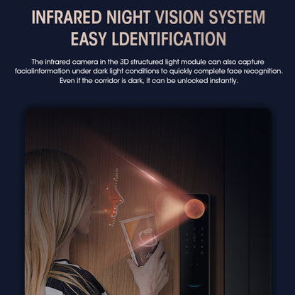 S61 Fully Automatic 3D Face Recognition Tuya Wifi Smart Fingerprint Lock Anti-theft Password Lock(Rose Gold) by buy2fix