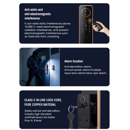 S61 Fully Automatic 3D Face Recognition Tuya Wifi Smart Fingerprint Lock Anti-theft Password Lock(Space Gray) - Door Lock by buy2fix | Online Shopping UK | buy2fix