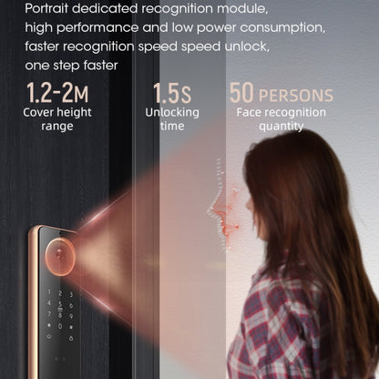 S61 Fully Automatic 3D Face Recognition Tuya Wifi Smart Fingerprint Lock Anti-theft Password Lock(Rose Gold) by buy2fix