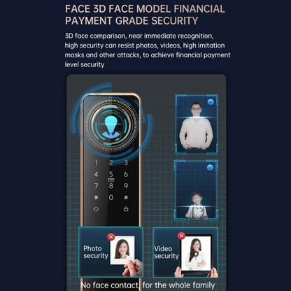 S61 Fully Automatic 3D Face Recognition Tuya Wifi Smart Fingerprint Lock Anti-theft Password Lock(Rose Gold) by buy2fix