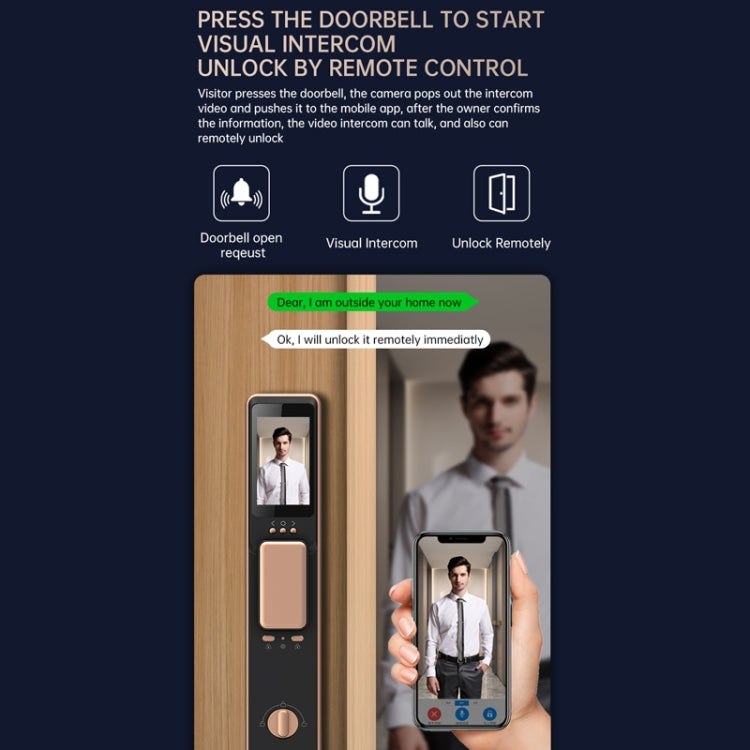 S61 Fully Automatic 3D Face Recognition Tuya Wifi Smart Fingerprint Lock Anti-theft Password Lock(Rose Gold) by buy2fix