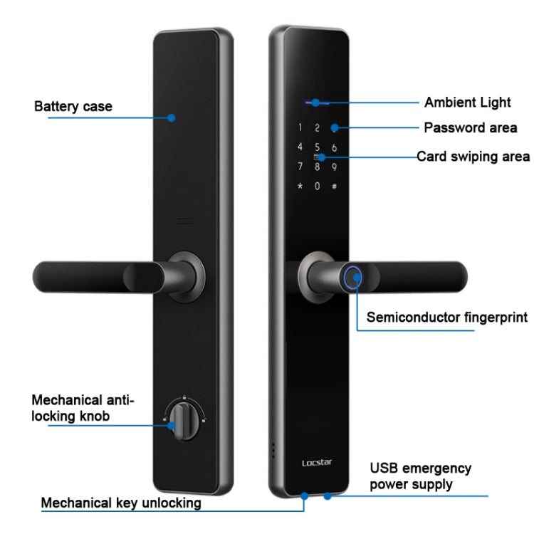Wifi Fingerprint Lock Home Security Door Password Lock Supports APP Remote Unlocking(Rose Gold) - Door Lock by buy2fix | Online Shopping UK | buy2fix