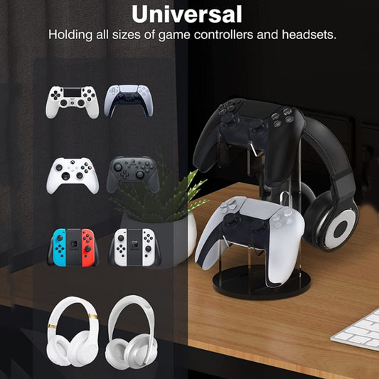 Acrylic Game Controller Display Stand Headphone Hanger(Black-Round Bottom) - Holder by buy2fix | Online Shopping UK | buy2fix
