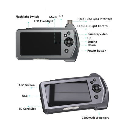 TESLONG NTS450A 4.5-inch Screen Industrial Handheld Endoscope with Light, Speci: 7.6mm Lens-5m by TESLONG
