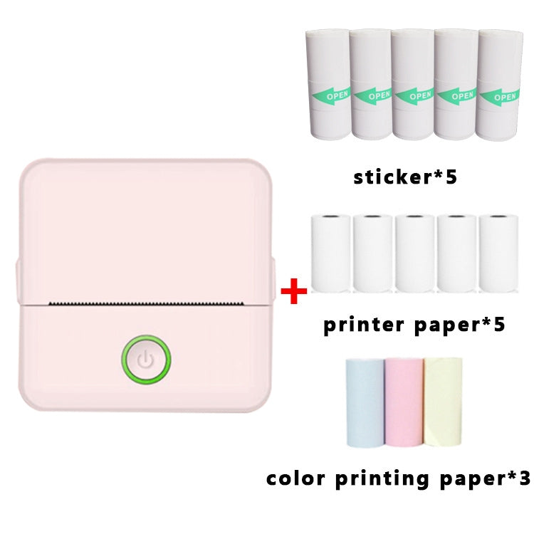 X6 200DPI Student Homework Printer Bluetooth Inkless Pocket Printer Pink 5 Printer Papers+5 Sickers+3 Color Papers - Receipt Printers by buy2fix | Online Shopping UK | buy2fix