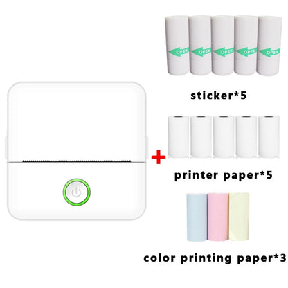 X6 200DPI Student Homework Printer Bluetooth Inkless Pocket Printer White 5 Printer Papers+5 Stickers + 3 Color Papers - Receipt Printers by buy2fix | Online Shopping UK | buy2fix