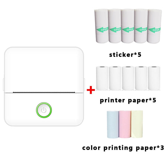 X6 200DPI Student Homework Printer Bluetooth Inkless Pocket Printer White 5 Printer Papers+5 Stickers + 3 Color Papers - Receipt Printers by buy2fix | Online Shopping UK | buy2fix