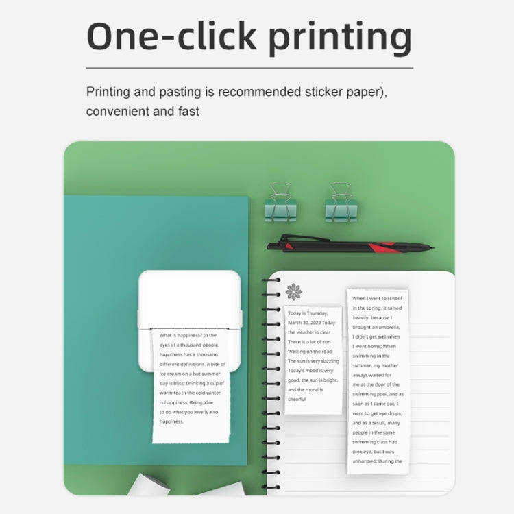 X6 200DPI Student Homework Printer Bluetooth Inkless Pocket Printer Pink 5 Printer Paper+5 Stickers by buy2fix