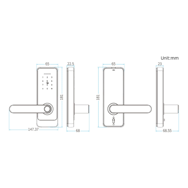 C89 Smart Fingerprint Password Lock Home Indoor Door TUYA System Lock(Black) by buy2fix