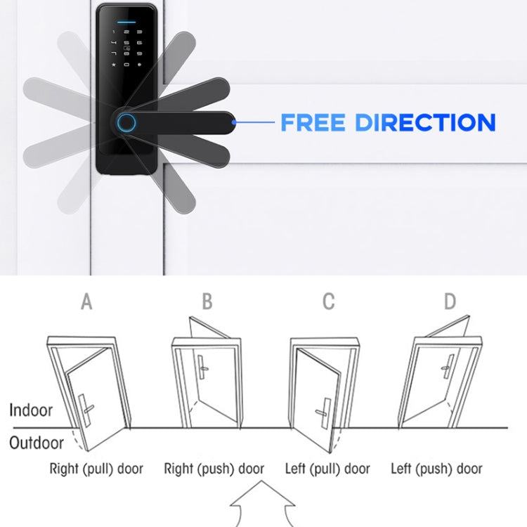 C89 Smart Fingerprint Password Lock Home Indoor Door TUYA System Lock(Black) by buy2fix