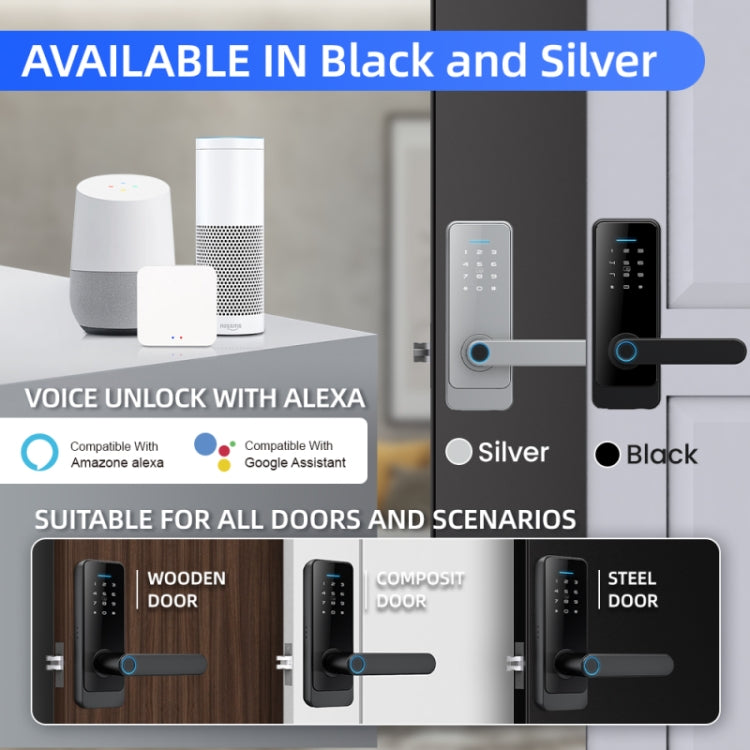 C89 Smart Fingerprint Password Lock Home Indoor Door TUYA System Lock(Black) by buy2fix
