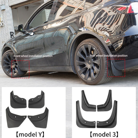 For Tesla Model Y 4pcs /Set Splash Guards Matte Fender No Drilling Required Upgraded PP Material by buy2fix