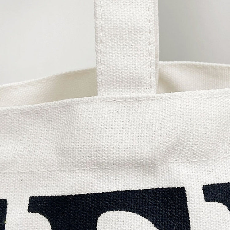 Women Printed Letter Canvas Bag Single Shoulder Tote Bag(Black) - Single-shoulder Bags by buy2fix | Online Shopping UK | buy2fix