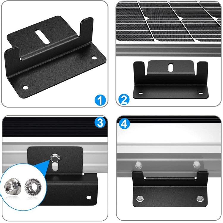 4pcs /Set Aluminum Solar Panel Mounting Bracket(Black) by buy2fix
