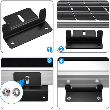 4pcs /Set Aluminum Solar Panel Mounting Bracket(Black) by buy2fix