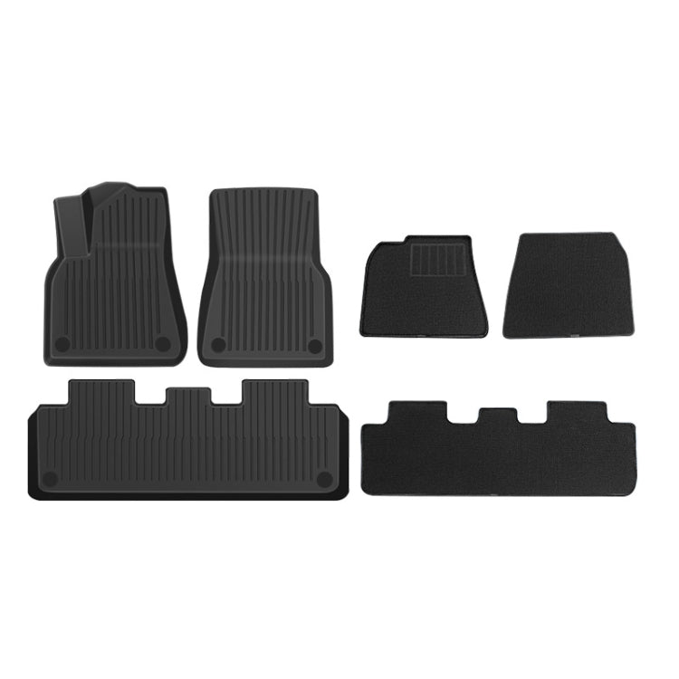 6pcs /Set For Tesla Model Y Double Layer TPE Injection Car Foot Mats Interior Accessories by buy2fix