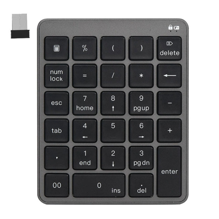KN-980 28 Keys Portable Wireless Digital Quiet Keypad Computer External Digital Password Keypad(Gray) - Mini Keyboard by buy2fix | Online Shopping UK | buy2fix