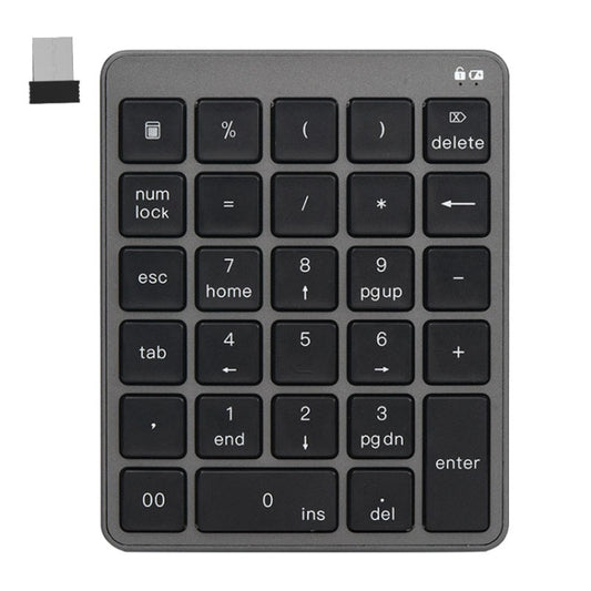 KN-980 28 Keys Portable Wireless Digital Quiet Keypad Computer External Digital Password Keypad(Gray) - Mini Keyboard by buy2fix | Online Shopping UK | buy2fix