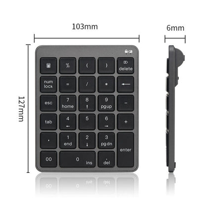 KN-980 28 Keys Portable Wireless Digital Quiet Keypad Computer External Digital Password Keypad(Gray) - Mini Keyboard by buy2fix | Online Shopping UK | buy2fix