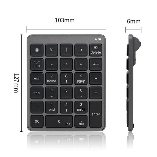 KN-980 28 Keys Portable Wireless Digital Quiet Keypad Computer External Digital Password Keypad(Gray) - Mini Keyboard by buy2fix | Online Shopping UK | buy2fix