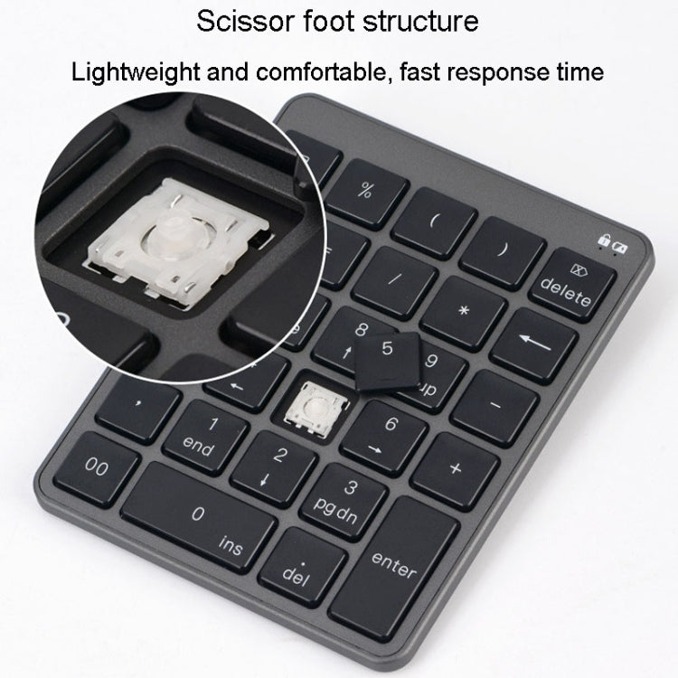 KN-980 28 Keys Portable Wireless Digital Quiet Keypad Computer External Digital Password Keypad(Gray) - Mini Keyboard by buy2fix | Online Shopping UK | buy2fix