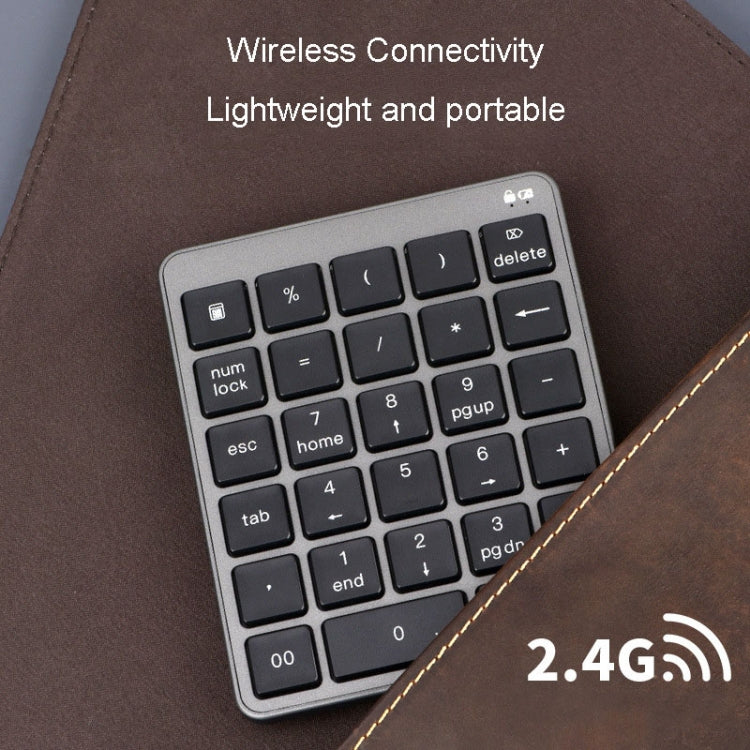 KN-980 28 Keys Portable Wireless Digital Quiet Keypad Computer External Digital Password Keypad(Gray) - Mini Keyboard by buy2fix | Online Shopping UK | buy2fix