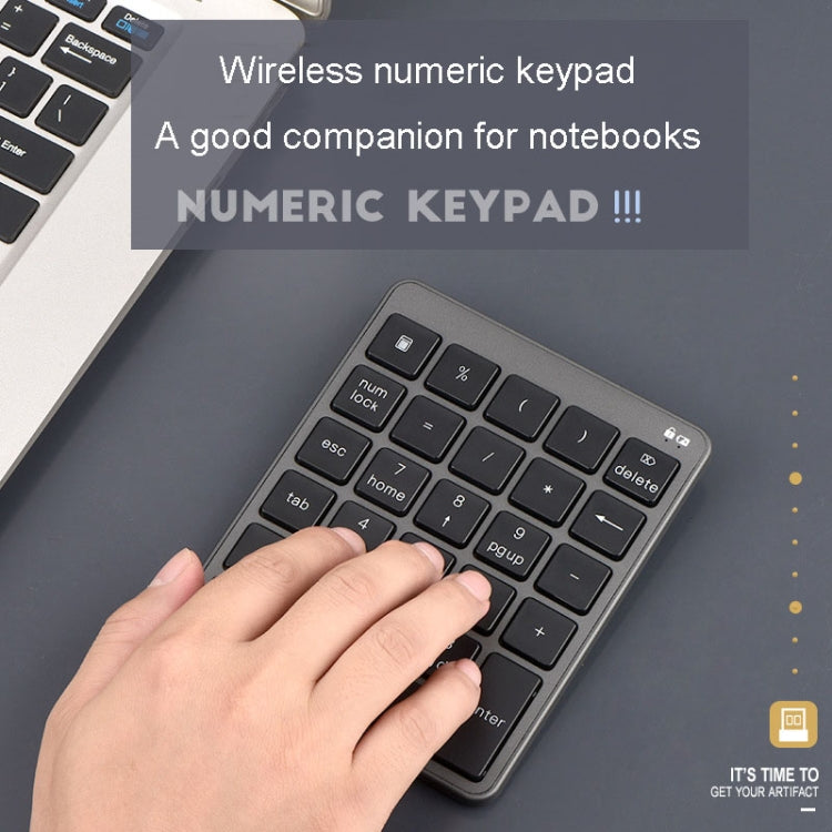 KN-980 28 Keys Portable Wireless Digital Quiet Keypad Computer External Digital Password Keypad(Gray) - Mini Keyboard by buy2fix | Online Shopping UK | buy2fix