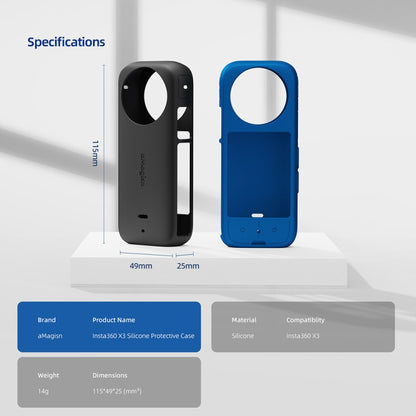 For Insta360 X3 AMagisn Body Silicone Protective Cover, Style: Body Case (black) by aMagisn