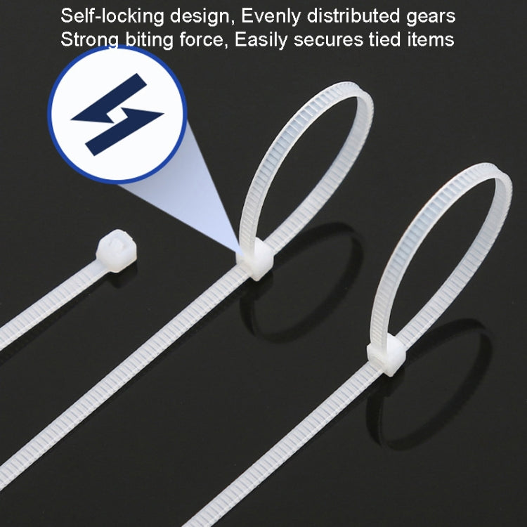 100pcs /Pack 8x500mm National Standard 7.6mm Wide Self-Locking Nylon Cable Ties Plastic Bundle Cable Ties(White) by buy2fix