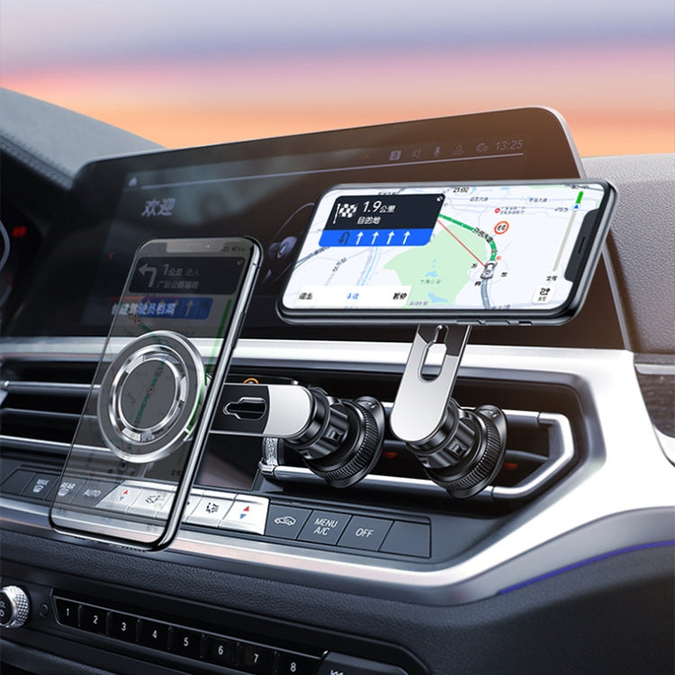 720 Degree Rotating Air Outlet Car Phone Holder Universal Magnetic Navigation Bracket(Silver) by buy2fix