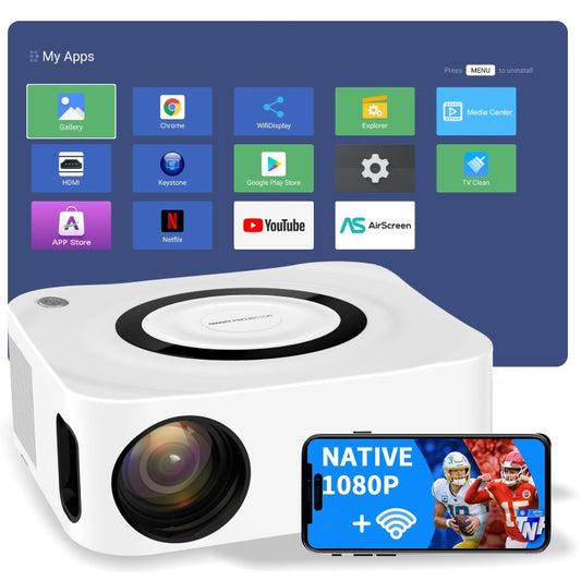 Home HD Projector 1080P Bluetooth WIFI Mobile Phone Smart Projector, Specification: EU Plug(2+16G) - LED Projector by buy2fix | Online Shopping UK | buy2fix