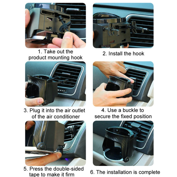 Car Water Cup Holder Multi-function Air Outlet Mobile Phone Holder Ashtray(Carbon Fiber Silver Edge) by buy2fix