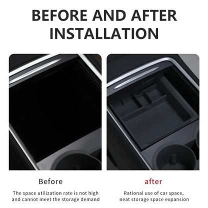 For Tesla Model 3 / Y Center Armrest Storage Box Car Modification Accessories Central Storage Box(Black) by buy2fix