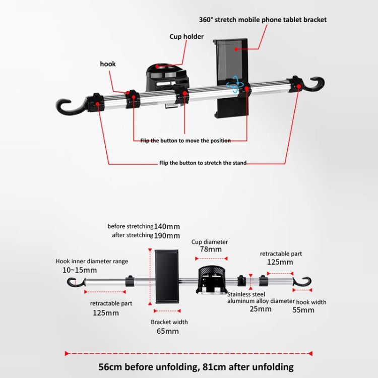 3 in 1 Car Mobile Phone Holder Computer Holder Universal Aluminum Tube With Hook by buy2fix