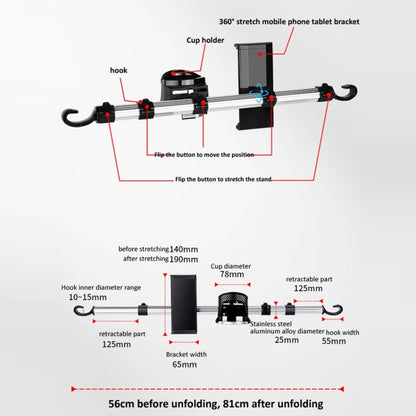 3 in 1 Car Mobile Phone Holder Computer Holder Universal Aluminum Tube With Hook by buy2fix