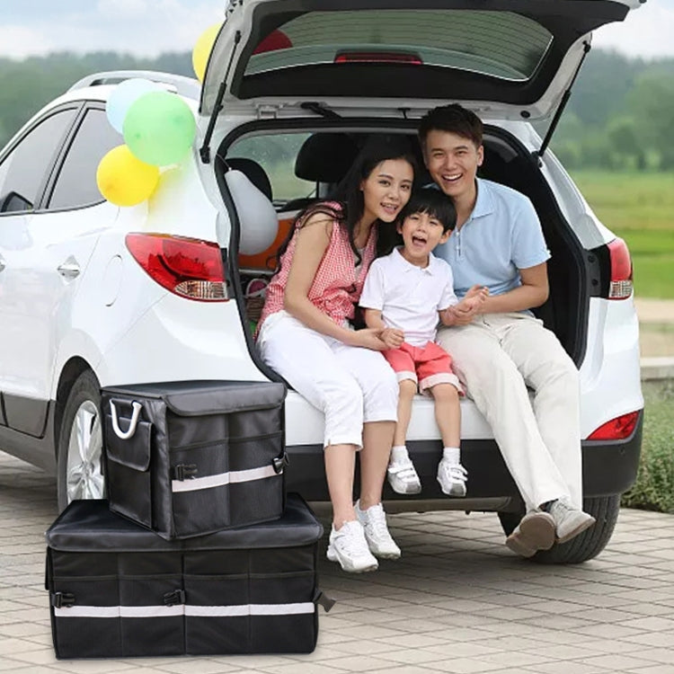 Car Trunk Storage Box Oxford Cloth Folding Organizer With Reflective Strips, Color: Large Gray by buy2fix