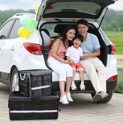 Car Trunk Storage Box Oxford Cloth Folding Organizer With Reflective Strips, Color: Large Gray by buy2fix