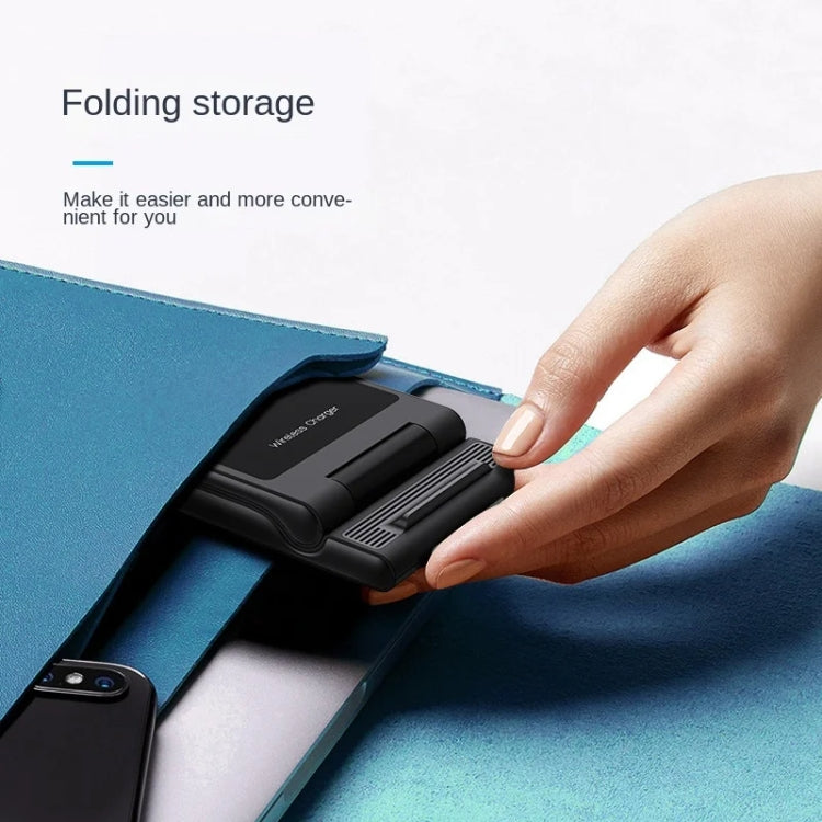 15W 3-in-1 Foldable Portable Multifunctional Stand Wireless Charger(Black) by buy2fix