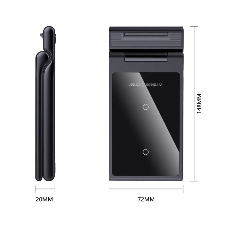 15W 3-in-1 Foldable Portable Multifunctional Stand Wireless Charger(Black) by buy2fix