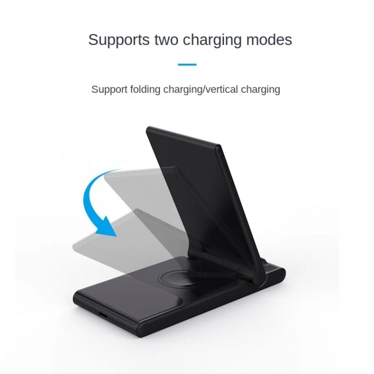 15W 3-in-1 Foldable Portable Multifunctional Stand Wireless Charger(Black) by buy2fix