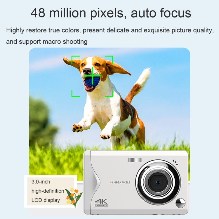 4K HD 3.0-Inch IPS Screen Autofocus HD Digital Camera(White) by buy2fix