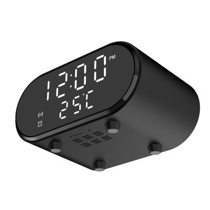 15W LED Mirror Wireless Charger Desktop Multifunctional Mini Clock(Black) by buy2fix