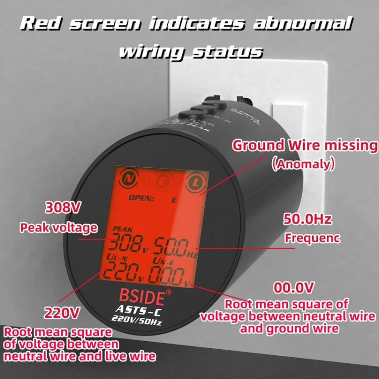 BSIDE ASTS Circuit Analyzer Plug Power Tester EU Plug - Current & Voltage Tester by BSIDE | Online Shopping UK | buy2fix