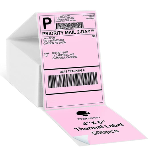500sheets 4×6 Inch Stickers Thermal Label Paper For Phomemo PM-246S / PM-241BT / D520BT, Style: Folding Pink - Printing Paper by buy2fix | Online Shopping UK | buy2fix